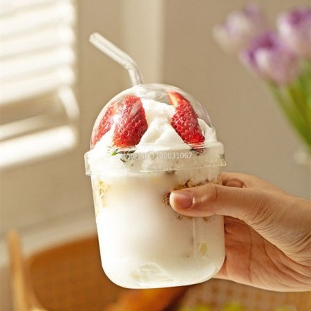 كاسة عصائر مع غطاء زجاج شكل القبة