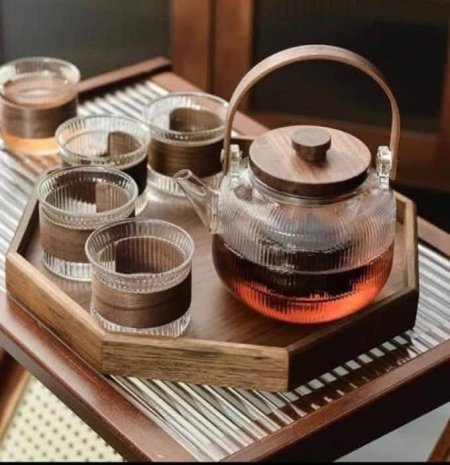 طقم ابريق شاي سعة ١٠٠٠مل وأربع كاسات