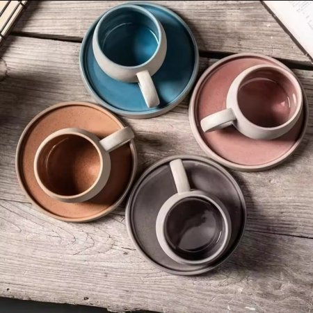 كوب قهوة لاتيه فخار خشن