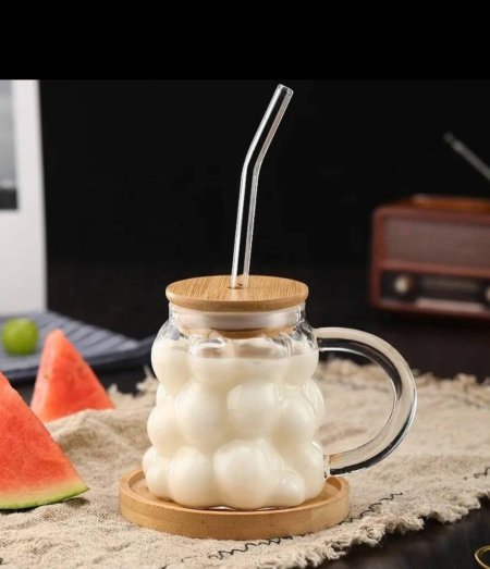 كاسة ببلز مع يد وغطاء وقشة