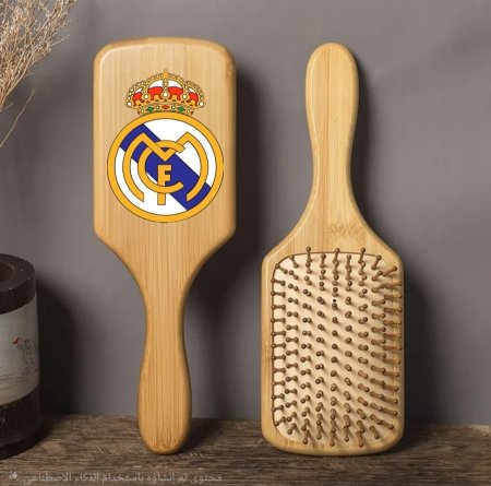 فرشاة شعر خشب بامبو بتصاميم فرق كرة القدم ريال مدريد وبرشلونة